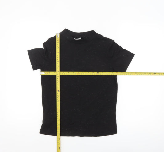 Oliver Bonas Women's Black Cotton Mock Neck T-Shirt Size 8