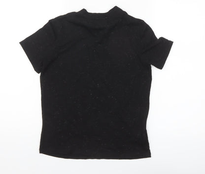 Oliver Bonas Women's Black Cotton Mock Neck T-Shirt Size 8