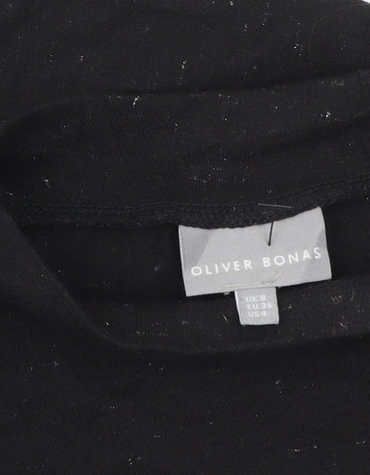 Oliver Bonas Women's Black Cotton Mock Neck T-Shirt Size 8