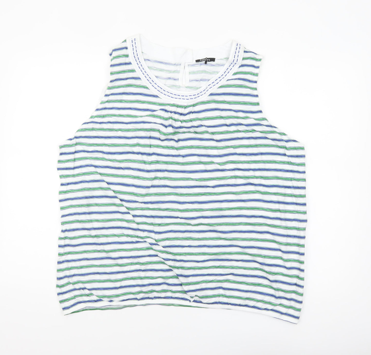 Olsen Women's Multicoloured Striped Cotton Sleeveless Tank Top Size 22