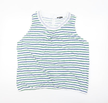 Olsen Women's Multicoloured Striped Cotton Sleeveless Tank Top Size 22