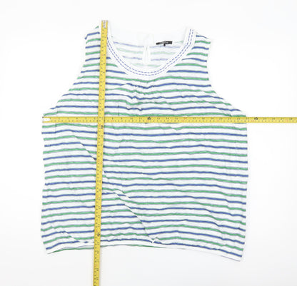 Olsen Women's Multicoloured Striped Cotton Sleeveless Tank Top Size 22
