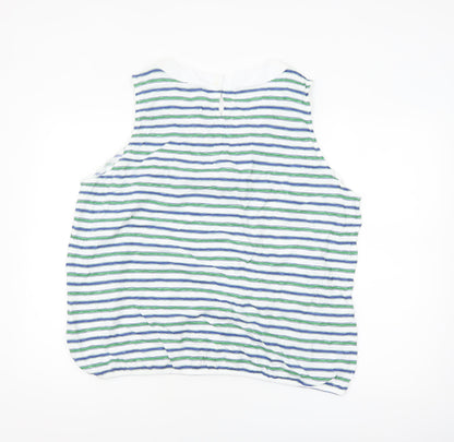 Olsen Women's Multicoloured Striped Cotton Sleeveless Tank Top Size 22
