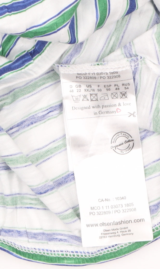 Olsen Women's Multicoloured Striped Cotton Sleeveless Tank Top Size 22
