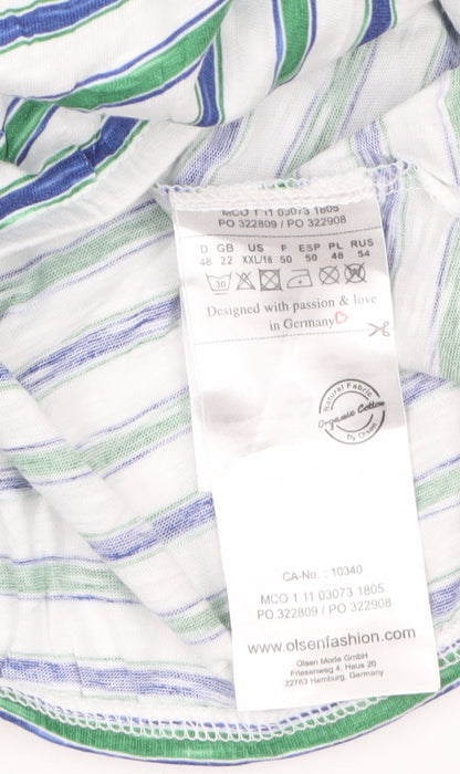 Olsen Women's Multicoloured Striped Cotton Sleeveless Tank Top Size 22