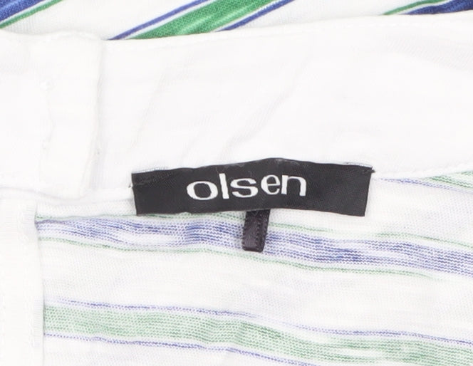 Olsen Women's Multicoloured Striped Cotton Sleeveless Tank Top Size 22