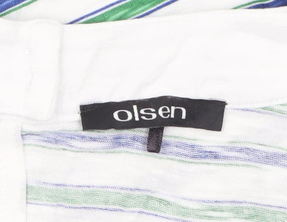 Olsen Women's Multicoloured Striped Cotton Sleeveless Tank Top Size 22