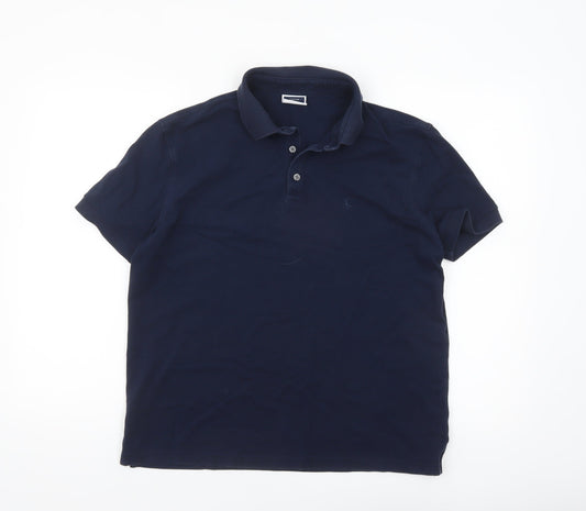 Charles Tyrwhitt Men's Navy Blue Polo Shirt Medium Cotton Blend