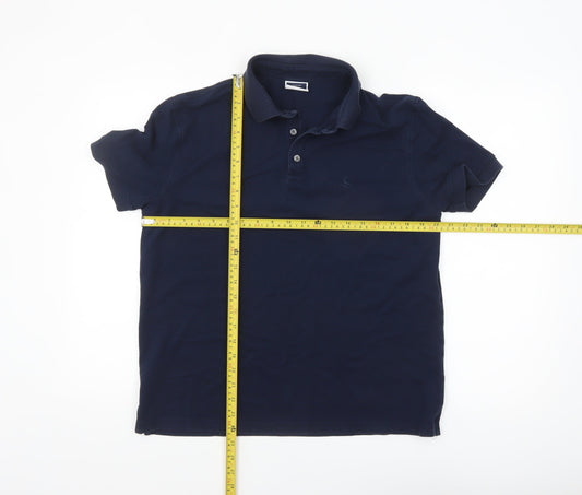 Charles Tyrwhitt Men's Navy Blue Polo Shirt Medium Cotton Blend