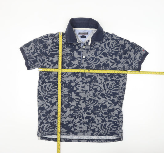 Tommy Hilfiger Men's Blue Floral Slim Fit Polo Shirt XL