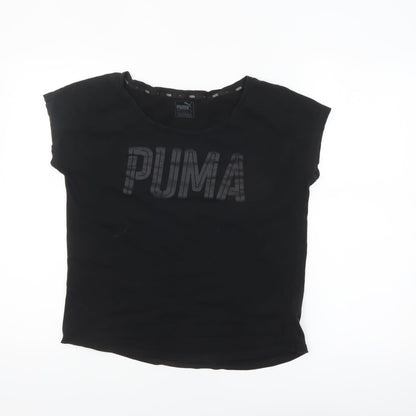 Puma Women Black Size 8 Basic Crew Neck Cotton T-Shirt