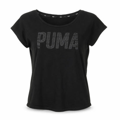 Puma Women Black Size 8 Basic Crew Neck Cotton T-Shirt