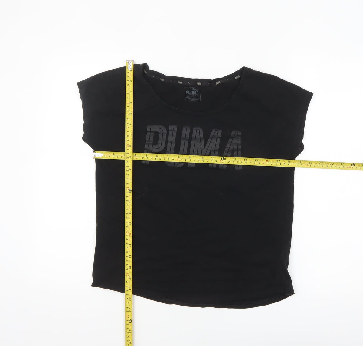 Puma Women Black Size 8 Basic Crew Neck Cotton T-Shirt