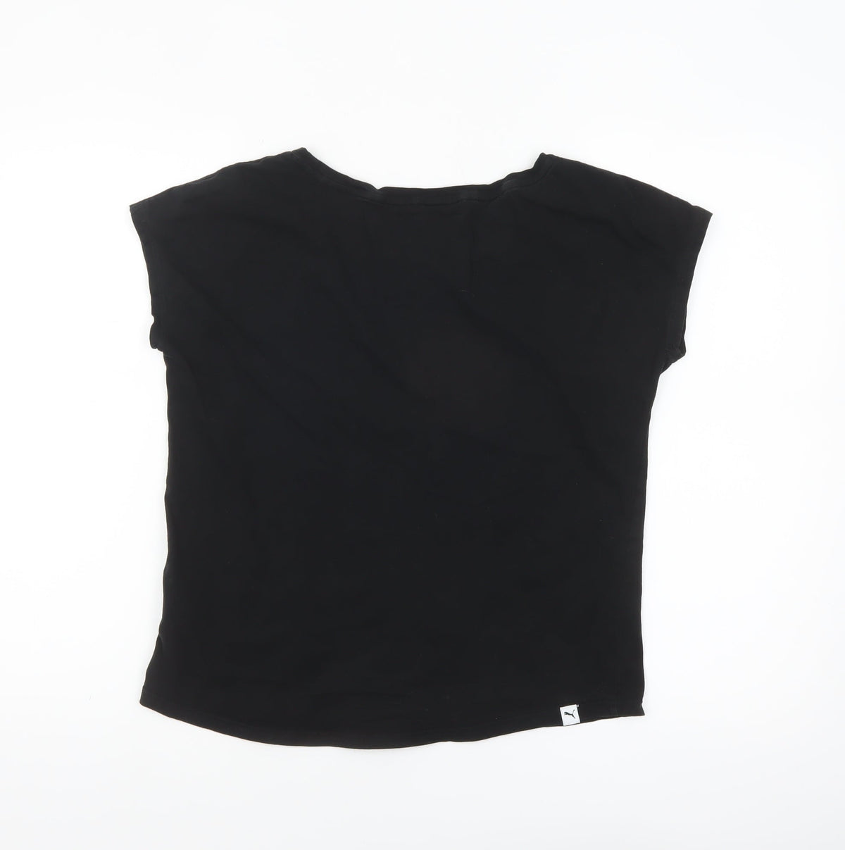 Puma Women Black Size 8 Basic Crew Neck Cotton T-Shirt