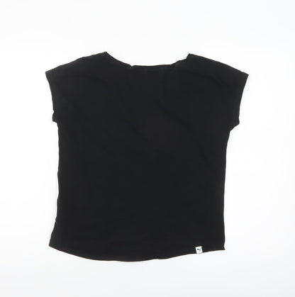 Puma Women Black Size 8 Basic Crew Neck Cotton T-Shirt