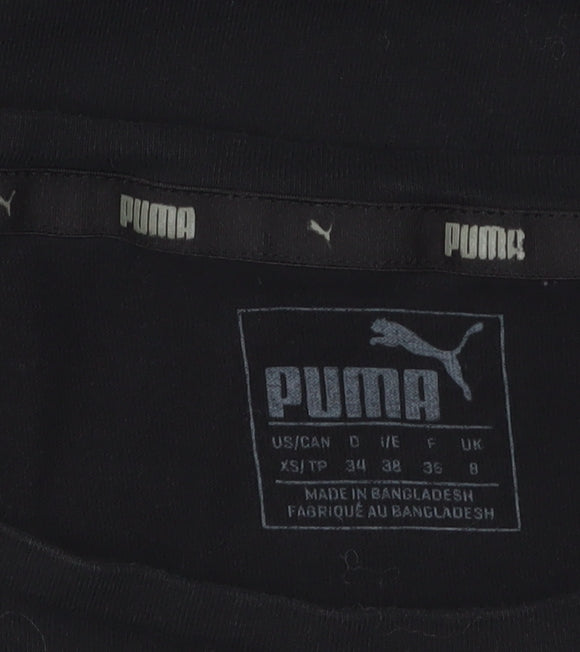 Puma Women Black Size 8 Basic Crew Neck Cotton T-Shirt