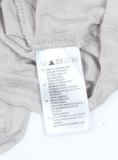 H&M Women's Beige Beaded Scoop Neck Viscose Tank Top Size 8