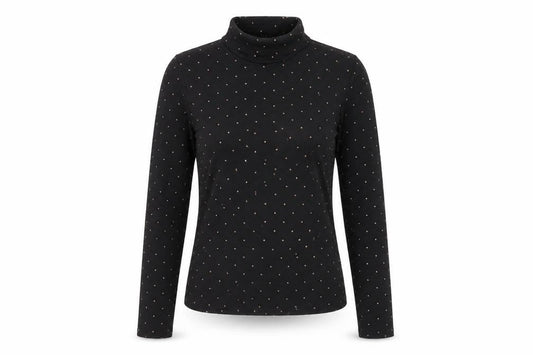 Uniqlo Women’s Black Polka Dot Roll Neck Long Sleeve Slim Fit Top XS