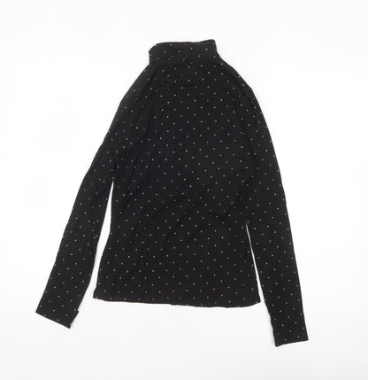 Uniqlo Women’s Black Polka Dot Roll Neck Long Sleeve Slim Fit Top XS