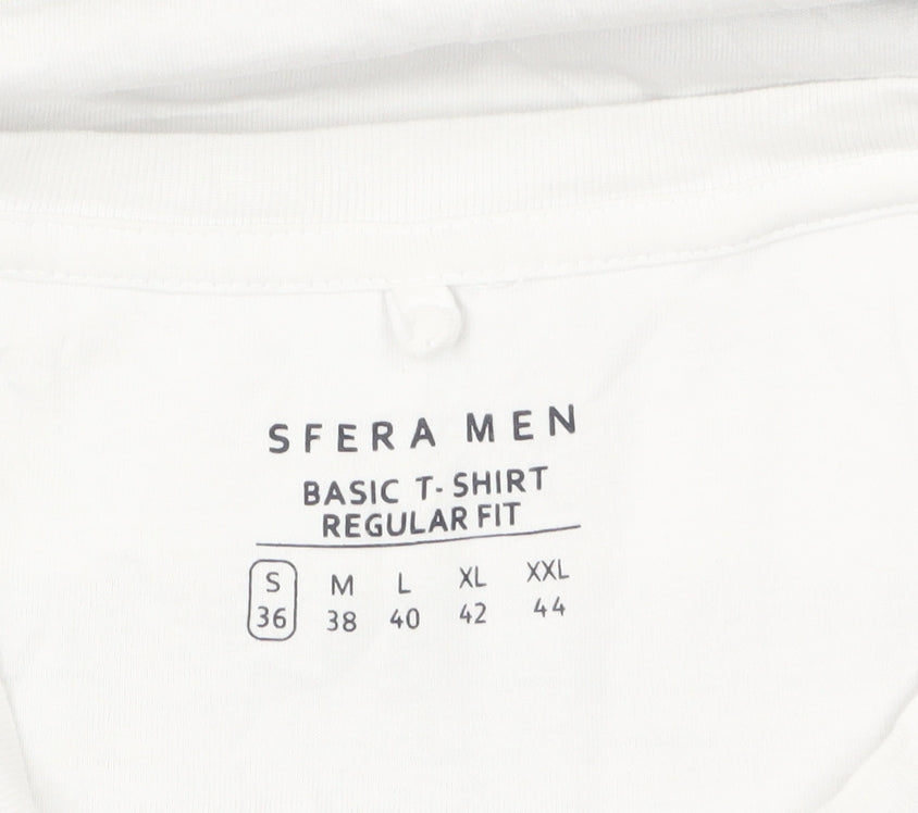 Sfera Men Black White Striped Regular Fit Cotton T-Shirt Size S
