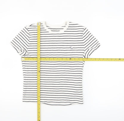 Abercrombie & Fitch Women’s White Striped Slim Fit Cotton T-Shirt Size L
