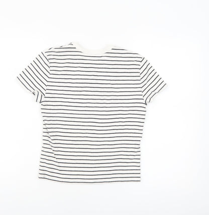 Abercrombie & Fitch Women’s White Striped Slim Fit Cotton T-Shirt Size L