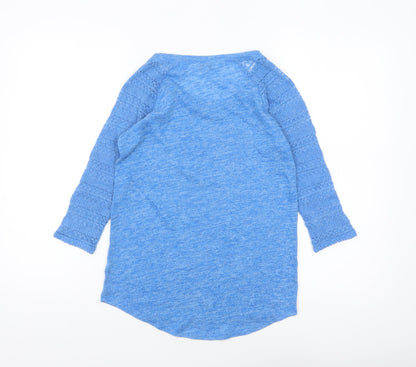 Arizona Jean Co Womens Blue Knit 3/4 Sleeve Scoop Neck Top Size S