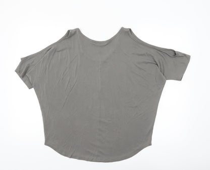 Tresics Women’s Grey Cold Shoulder Short Sleeve Relaxed Jersey Top Size M