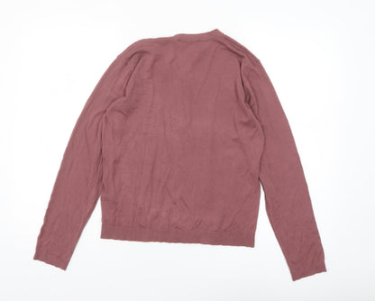 ZARA Womens Mauve Henley Jumper Medium Long Sleeve Knit