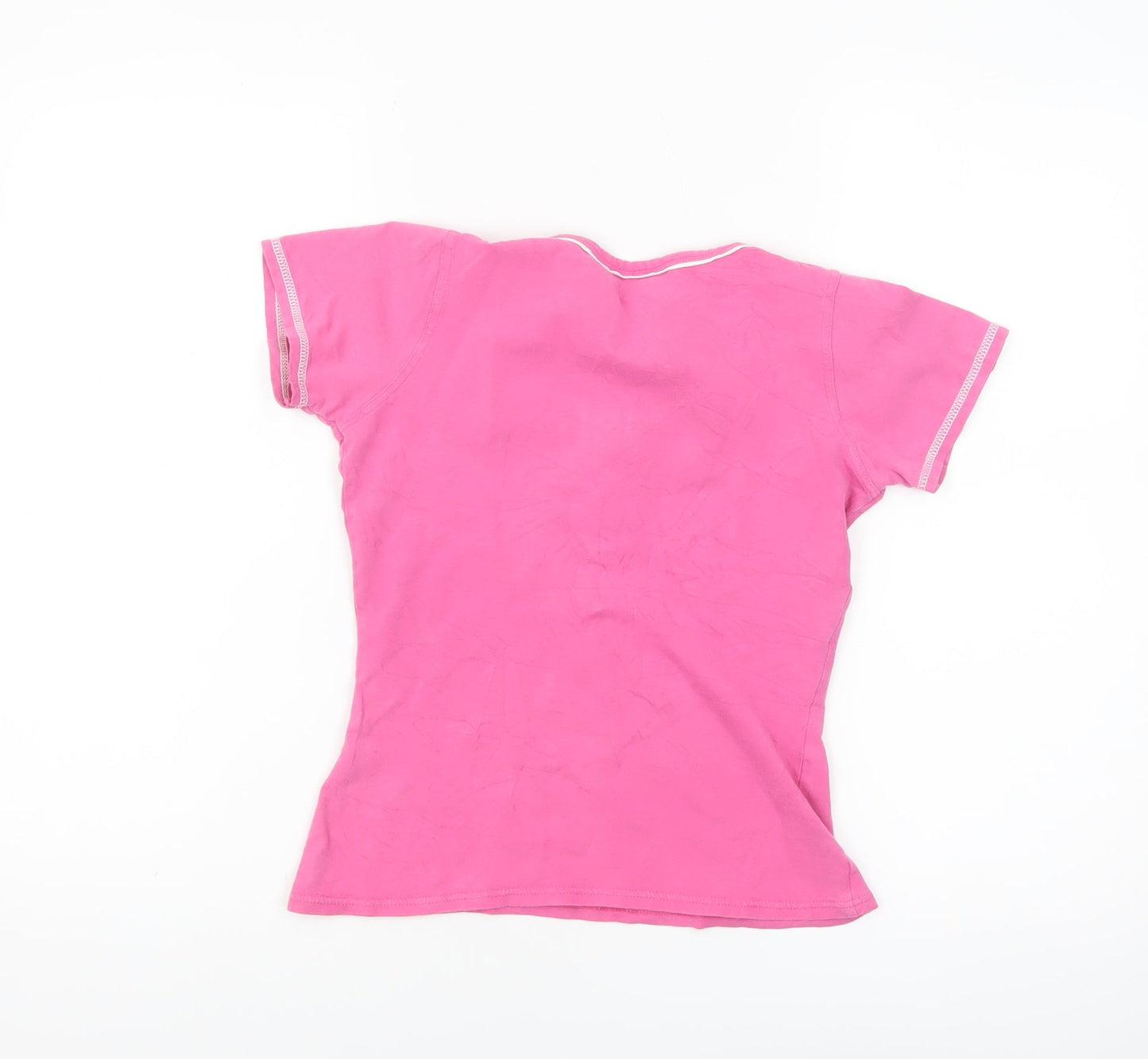 FILA Womens Pink V-Neck Slim Fit Short Sleeve T-Shirt Size 8