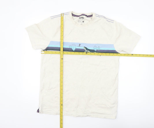 FatFace Men's Beige Graphic Whale Regular Fit T-Shirt Size L