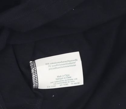 Laura Ashley Women's Black Embroidered Cotton Stretch T-Shirt M