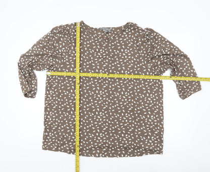 Principles Women Brown Geometric 3/4 Sleeve Viscose Blouse Size 20
