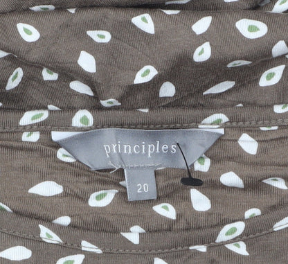 Principles Women Brown Geometric 3/4 Sleeve Viscose Blouse Size 20