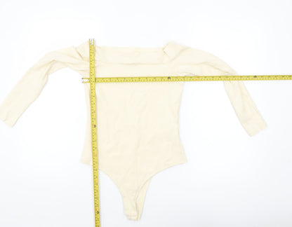 Threadbare Women's Ivory Off Shoulder Long Sleeve Bodysuit Size 10