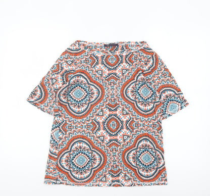 Marks and Spencer Womens Multicoloured Geometric Cotton T-Shirt Size 16