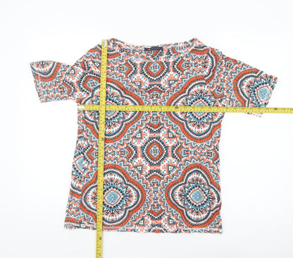 Marks and Spencer Womens Multicoloured Geometric Cotton T-Shirt Size 16