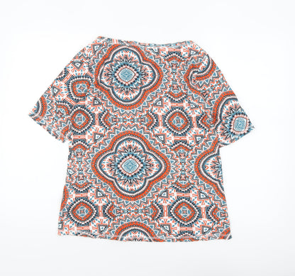 Marks and Spencer Womens Multicoloured Geometric Cotton T-Shirt Size 16