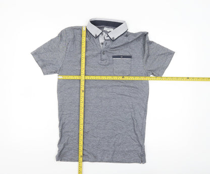 Next Men’s Grey Button-Down Collar Cotton Polo Shirt Size S