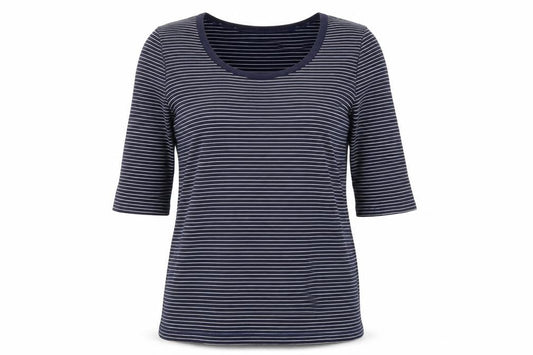 Whistles Women’s Blue Striped Cotton 3/4 Sleeve Jersey T-Shirt Size 14