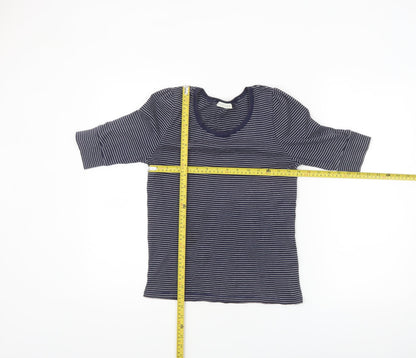 Whistles Women’s Blue Striped Cotton 3/4 Sleeve Jersey T-Shirt Size 14