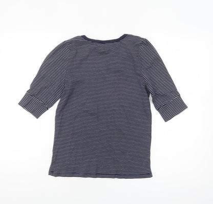 Whistles Women’s Blue Striped Cotton 3/4 Sleeve Jersey T-Shirt Size 14