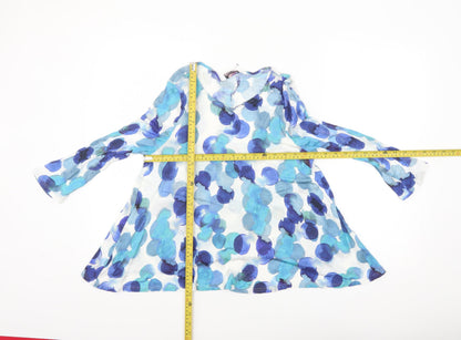 Phase Eight Women Blue Floral Viscose Tunic Blouse Size 10