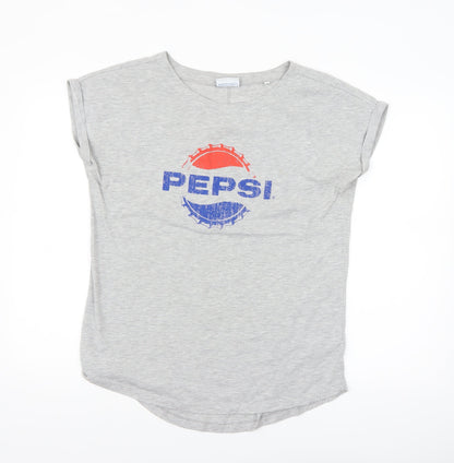 Next Women’s Grey Pepsi Logo T-Shirt Size 12 Short Sleeve Casual Top