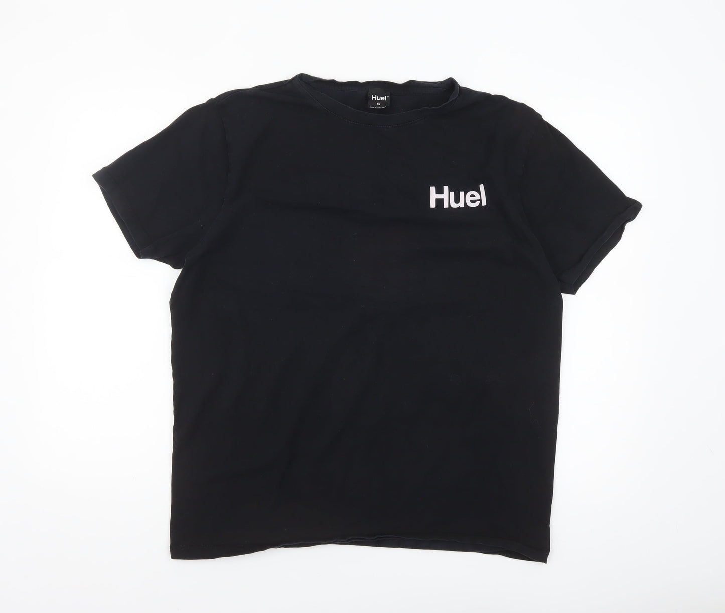 Huel Mens Black XL Crew Neck Short Sleeve Cotton T-Shirt