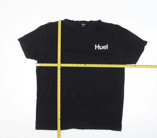 Huel Mens Black XL Crew Neck Short Sleeve Cotton T-Shirt