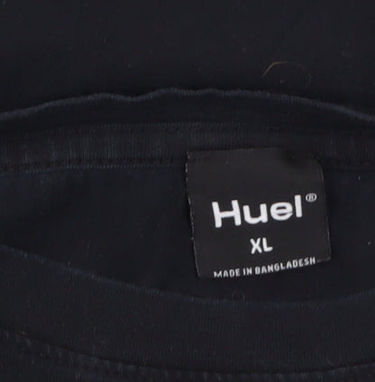 Huel Mens Black XL Crew Neck Short Sleeve Cotton T-Shirt