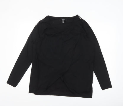 New Look Women Black Wrap Maternity Long Sleeve Blouse Size 14