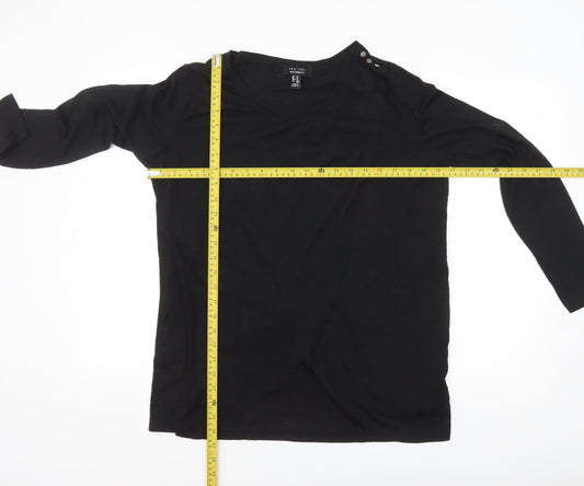 New Look Women Black Wrap Maternity Long Sleeve Blouse Size 14