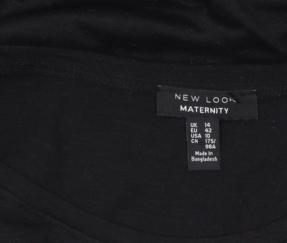 New Look Women Black Wrap Maternity Long Sleeve Blouse Size 14